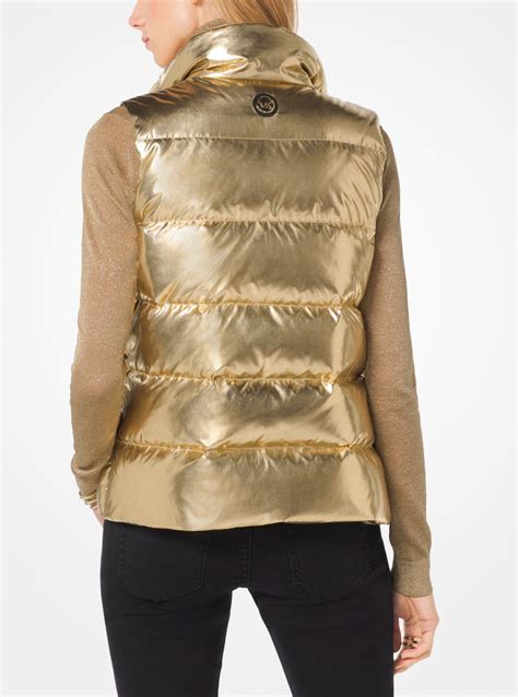 michael kors metallic quilted vest|Michael Kors down vest women.